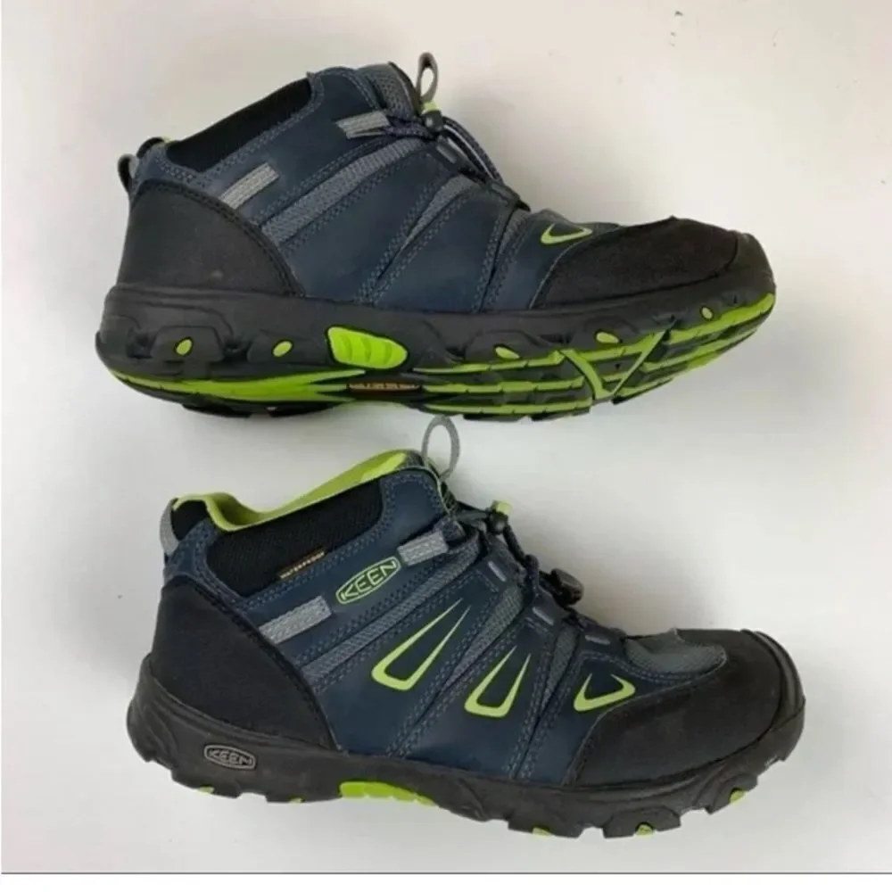 Keen Waterproof Hiking Athletic Boots Youth ' Gray and Lime Sneakers Sz 6US