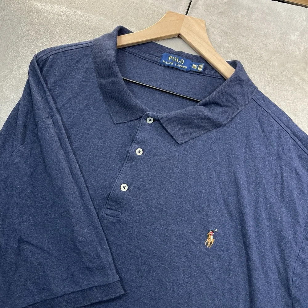 Polo Ralph Lauren Shirt Mens 4XLT Blue Short Sleeve Shirt Cotton Casual