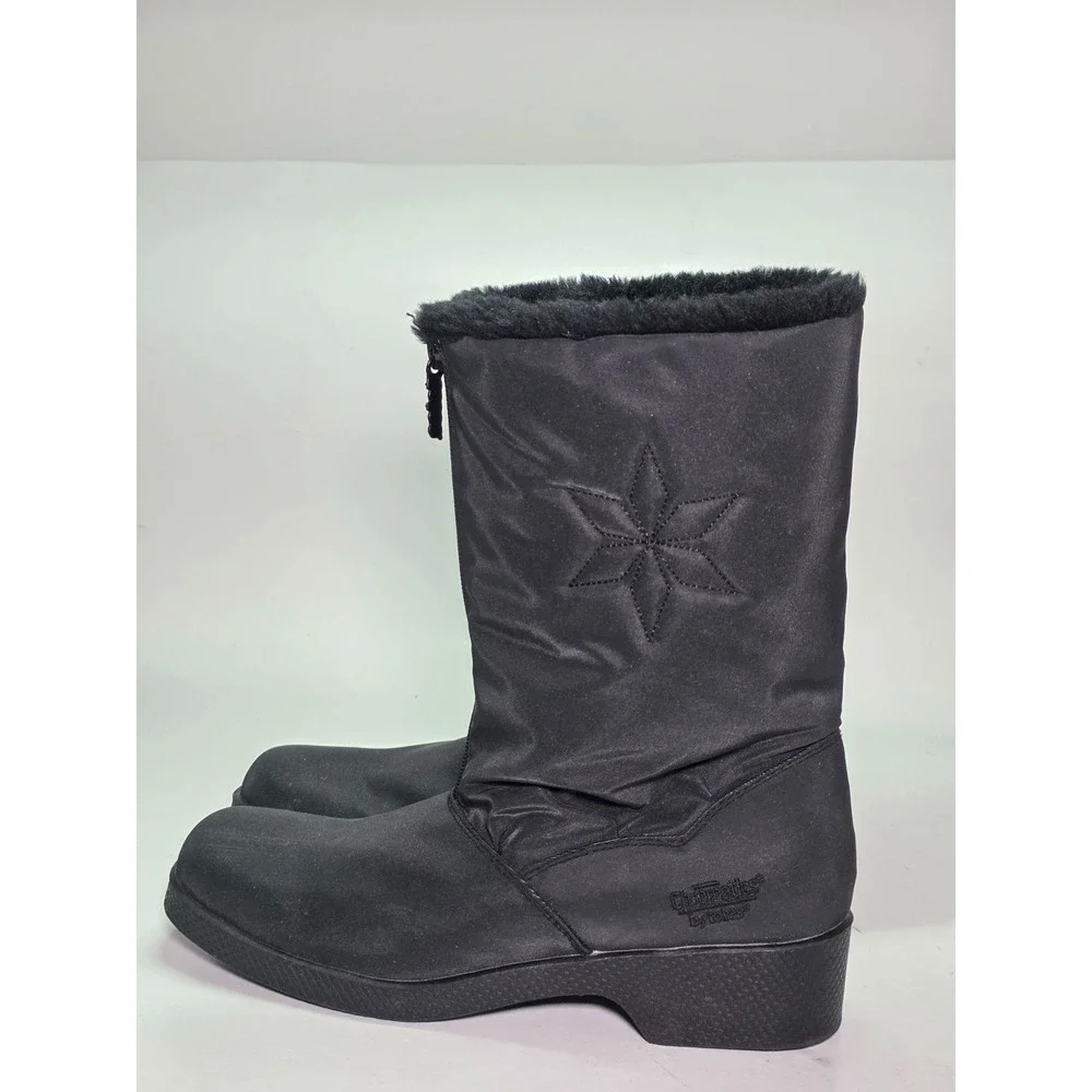 Chromatic By Totes Women's Boots Size‎ 10 M Black Faux Fur Snowflake Zip Shoes