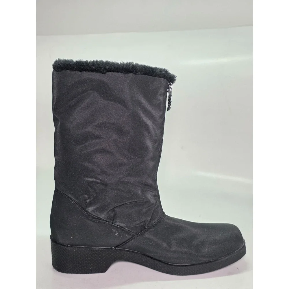 Chromatic By Totes Women's Boots Size‎ 10 M Black Faux Fur Snowflake Zip Shoes