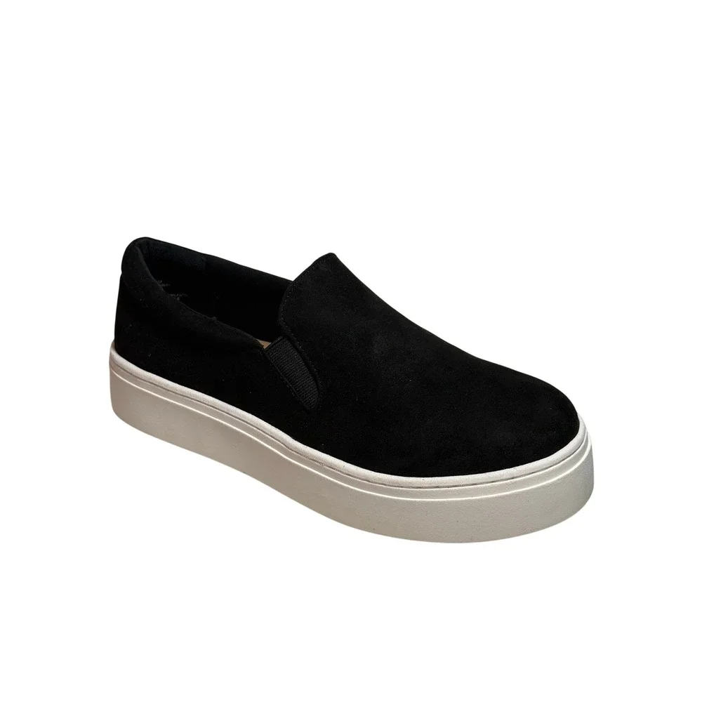 Lane Bryant Black Suede Platform Slip‎ On Sneakers Shoes Women Size 8W