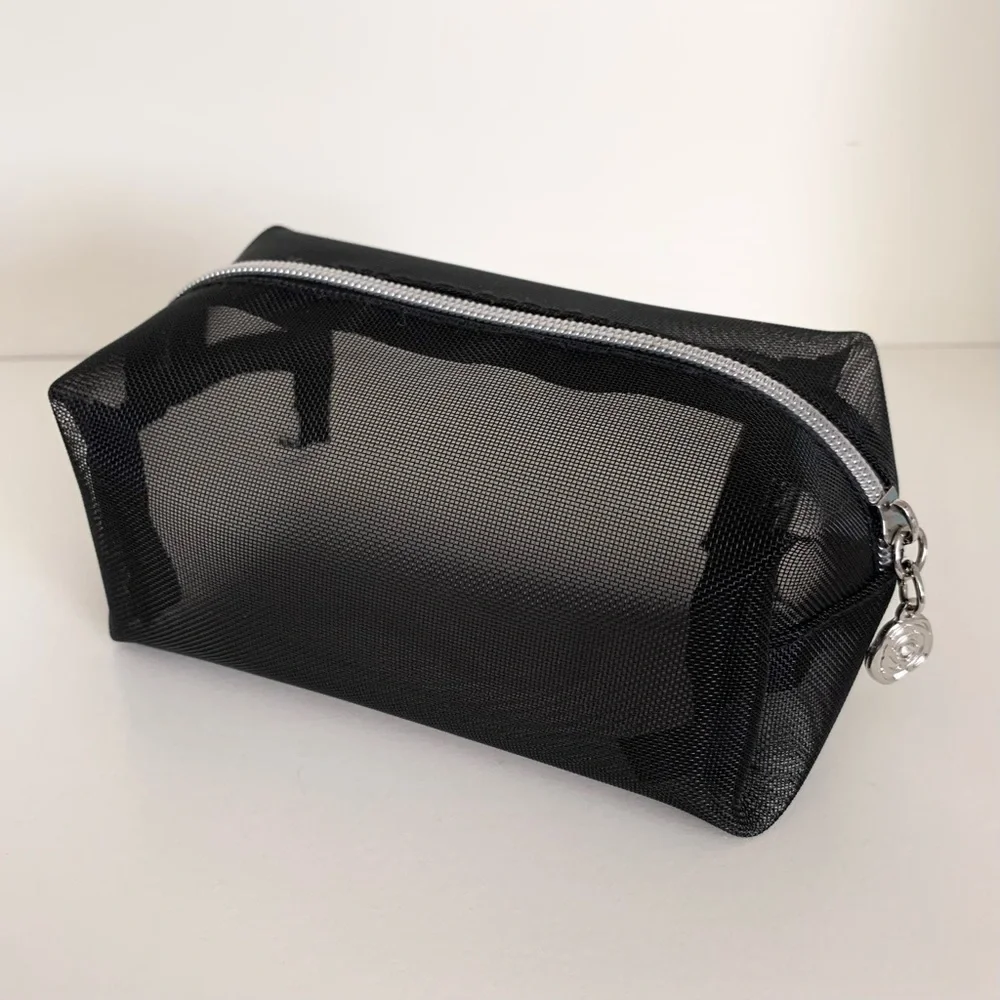 Lancôme black mesh cube zippy pouch