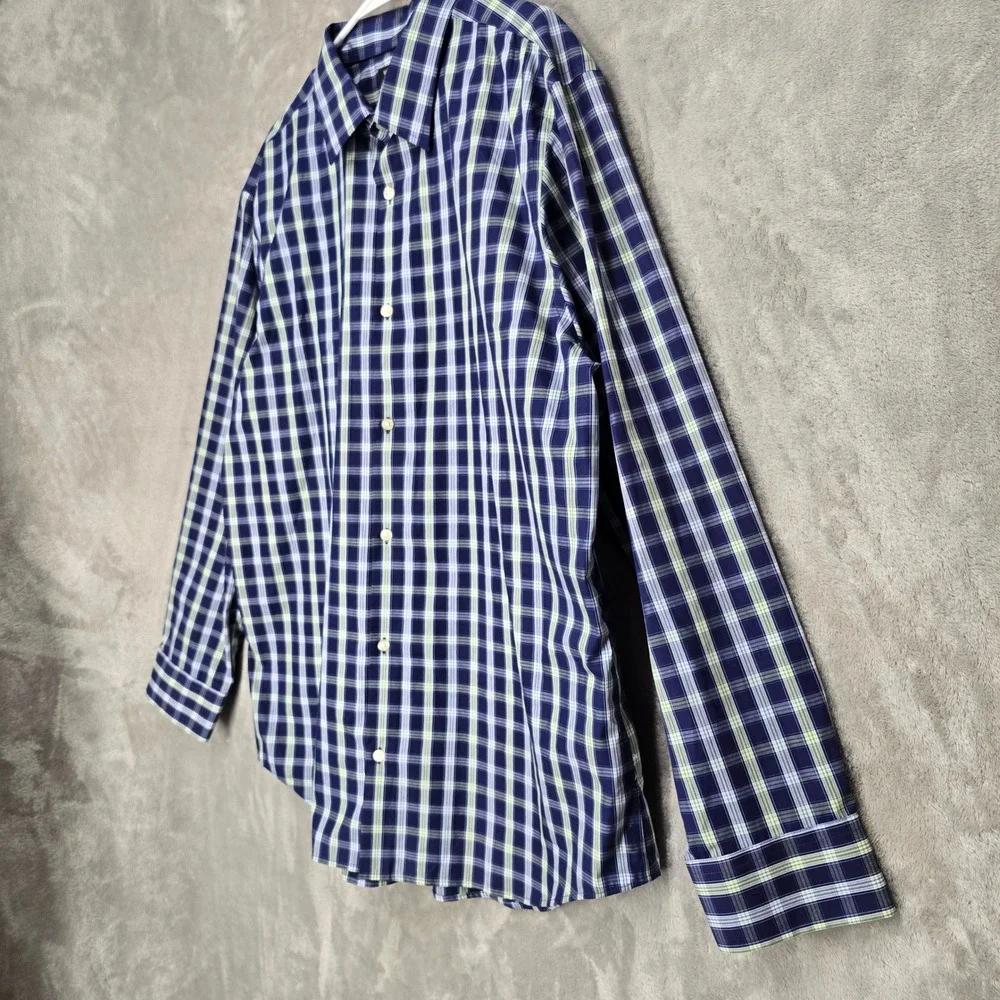 Banana Republic Mens Non Iron Slim Fit‎ Plaid Dress Shirt XXL Career Office Prep