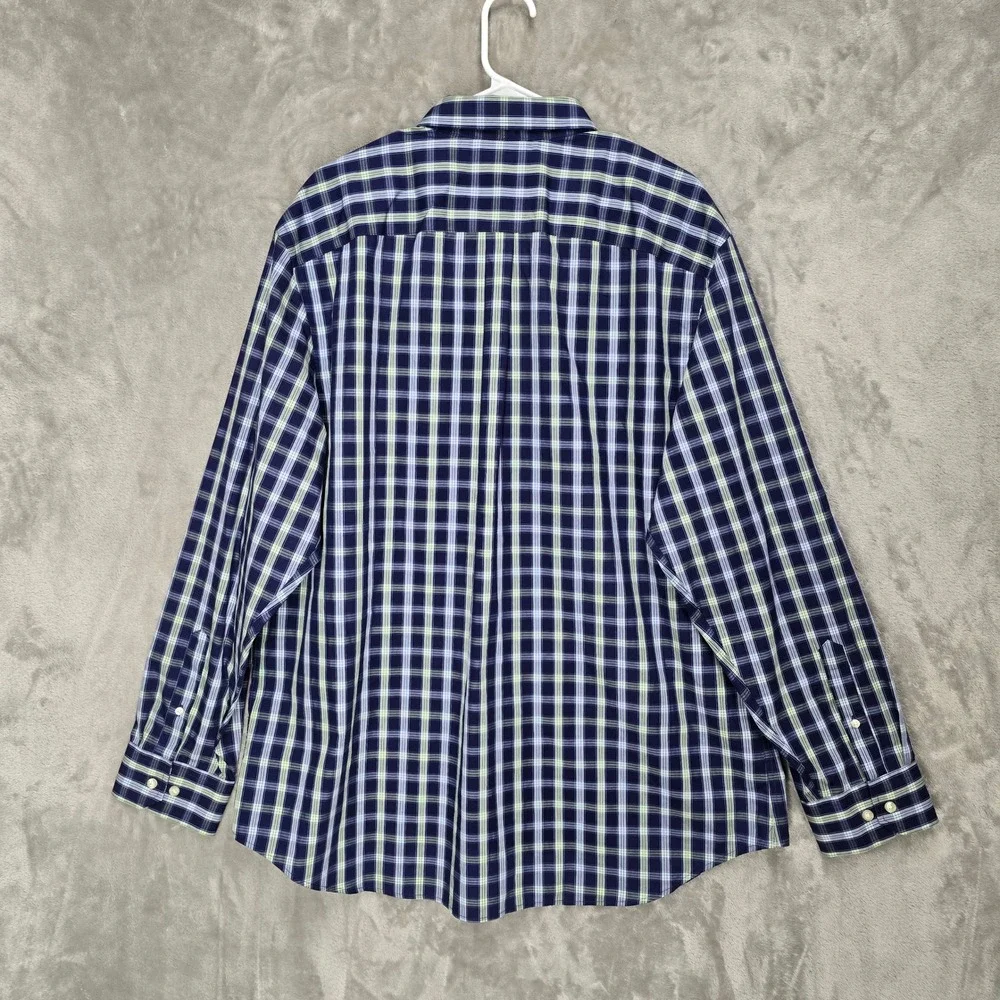 Banana Republic Mens Non Iron Slim Fit‎ Plaid Dress Shirt XXL Career Office Prep