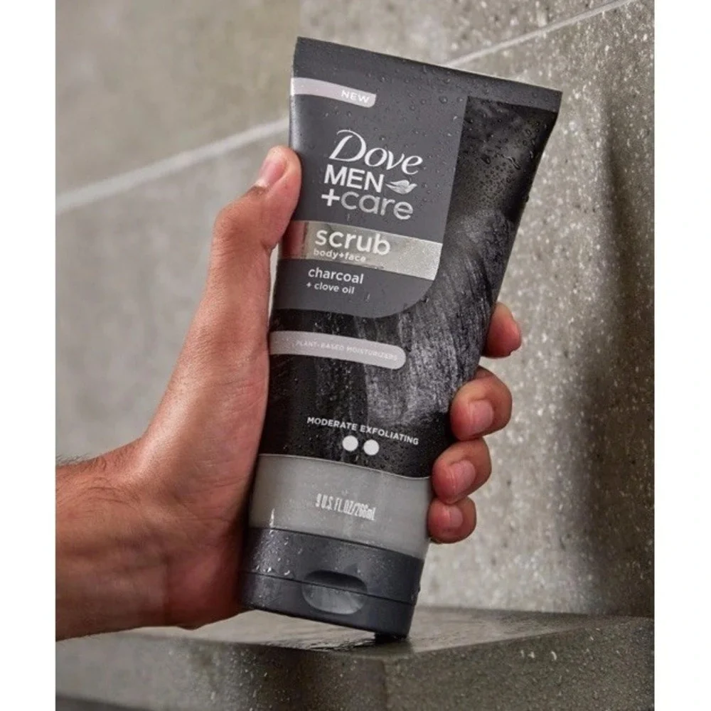 DOVE MEN + CARE Body and Face Scrub Charcoal & 9‎ Ounce (Pack of 1), Grey