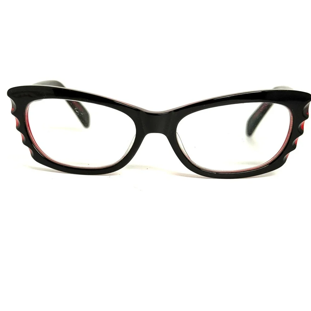 Frieze Frames Roosevelt Black Red Cat Eye Eyeglasses Handcrafted USA 52-18-140
