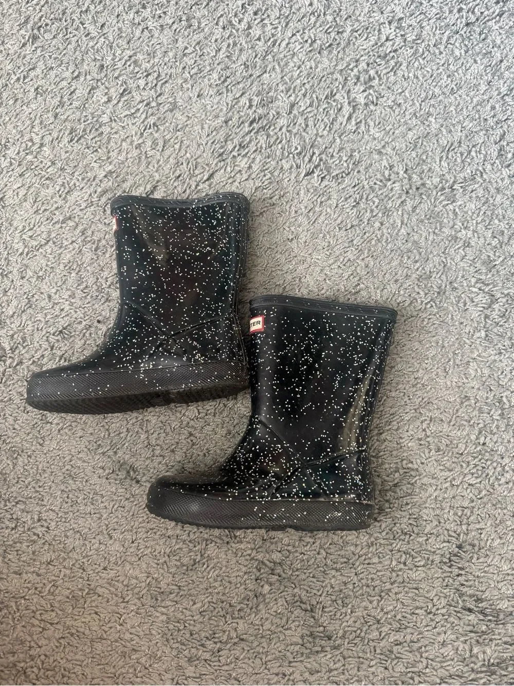 Hunter Black Glitter Rain Boots Sz 11 (UK 9)