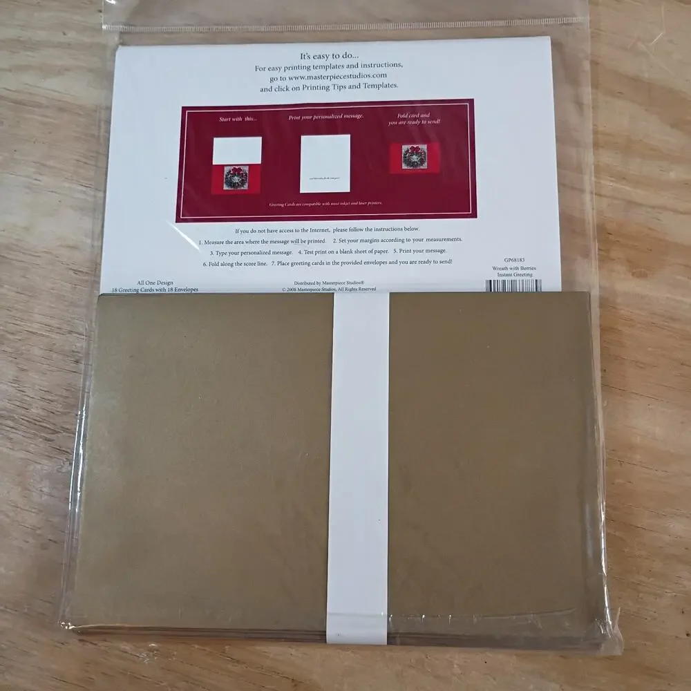 Lot 4 Great Papers Print Your Own Holiday Christmas Cards Wreath Berries 72 Ct