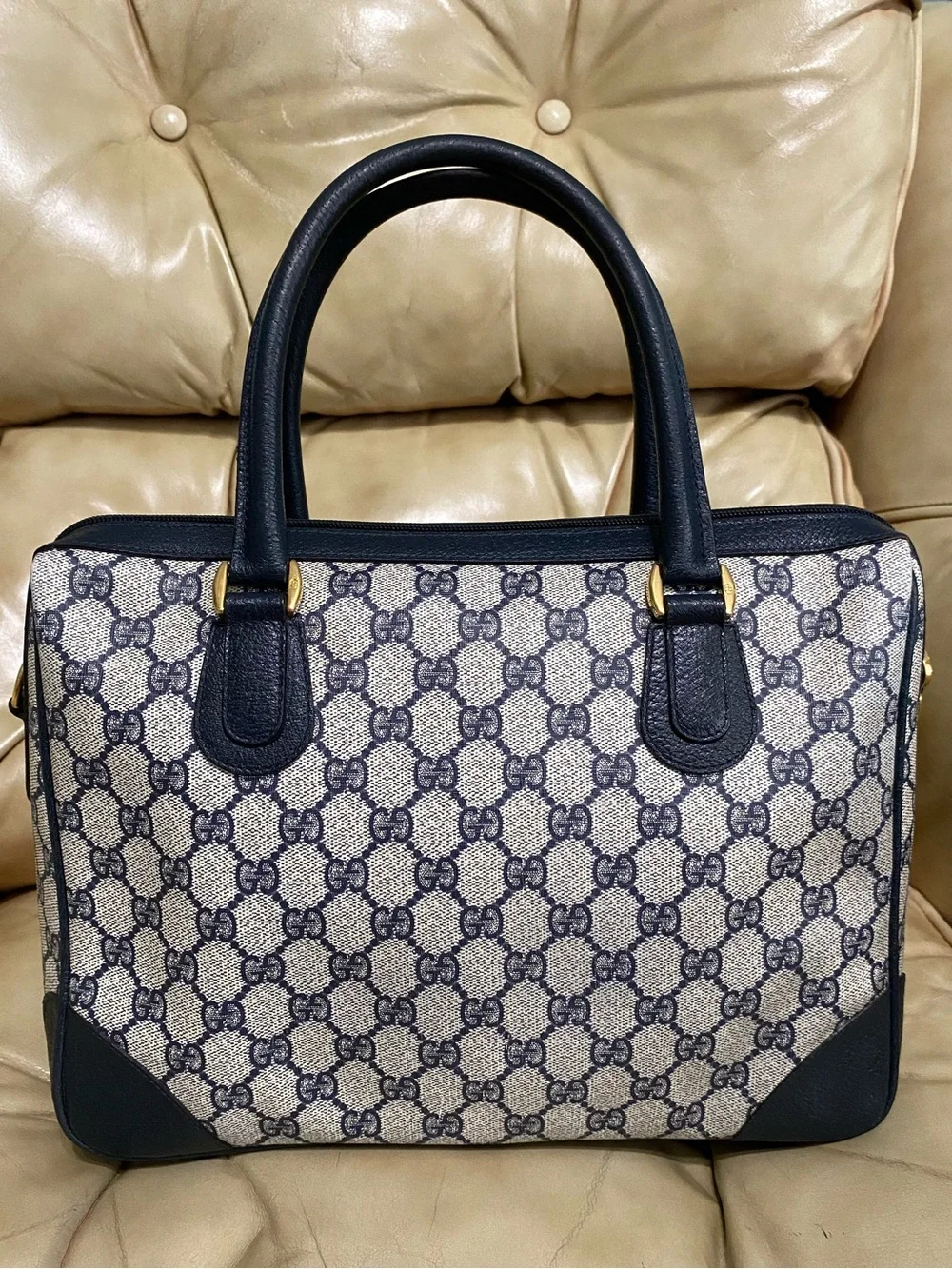 LKNW Vintage Gucci Large Satchel Bag GG Monogram Authentic Business Tote COA