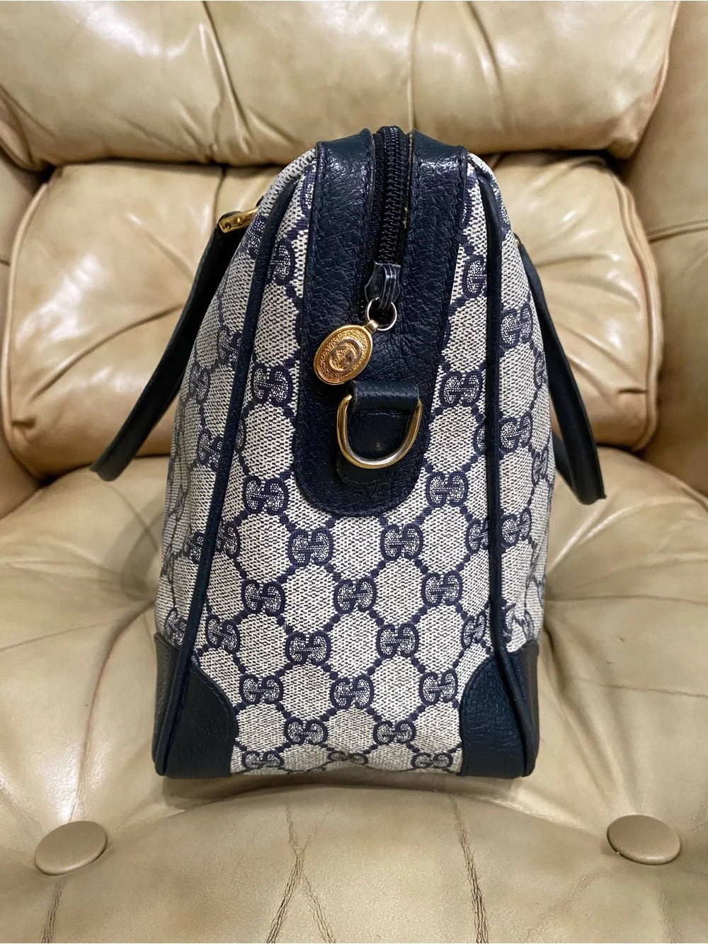 LKNW Vintage Gucci Large Satchel Bag GG Monogram Authentic Business Tote COA