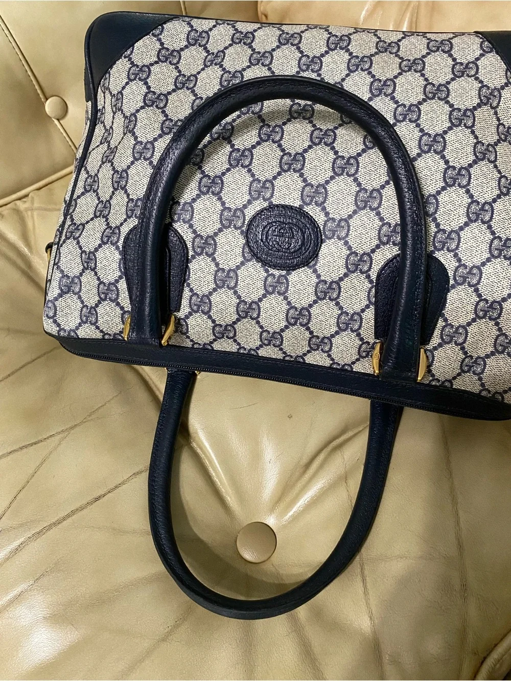 LKNW Vintage Gucci Large Satchel Bag GG Monogram Authentic Business Tote COA