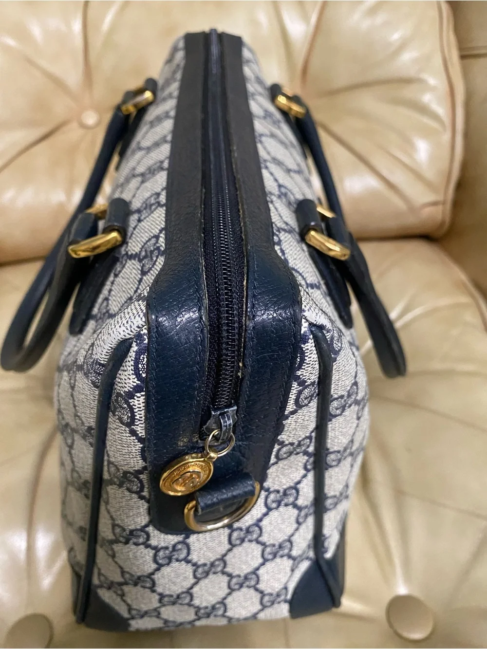 LKNW Vintage Gucci Large Satchel Bag GG Monogram Authentic Business Tote COA