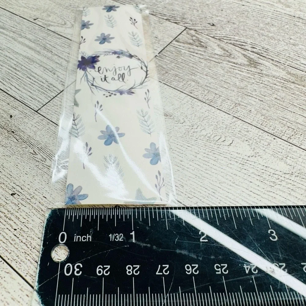 Enjoy It All Floral Bookmark Blue Cardstock Bookish Reading Accessory Gift NEW‎