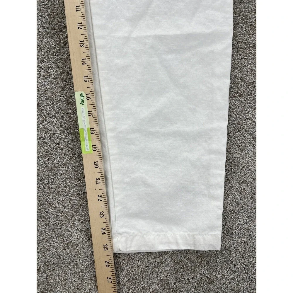 Banana Republic Linen Blend Pants‎ Womens 2 White High Rise Paper Bag Zip Belted