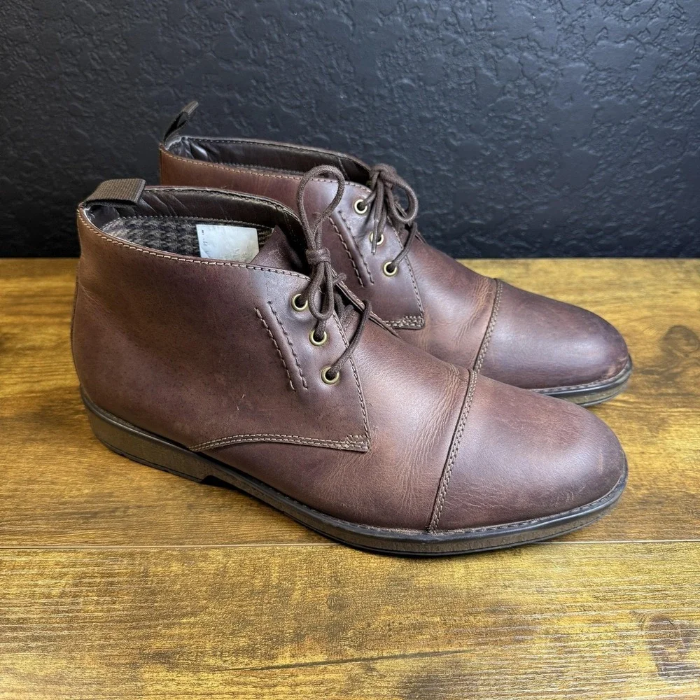 Clarks Tilden Top Brown Leather Cap‎ Toe Chukka Ankle Boots Mens Size 10