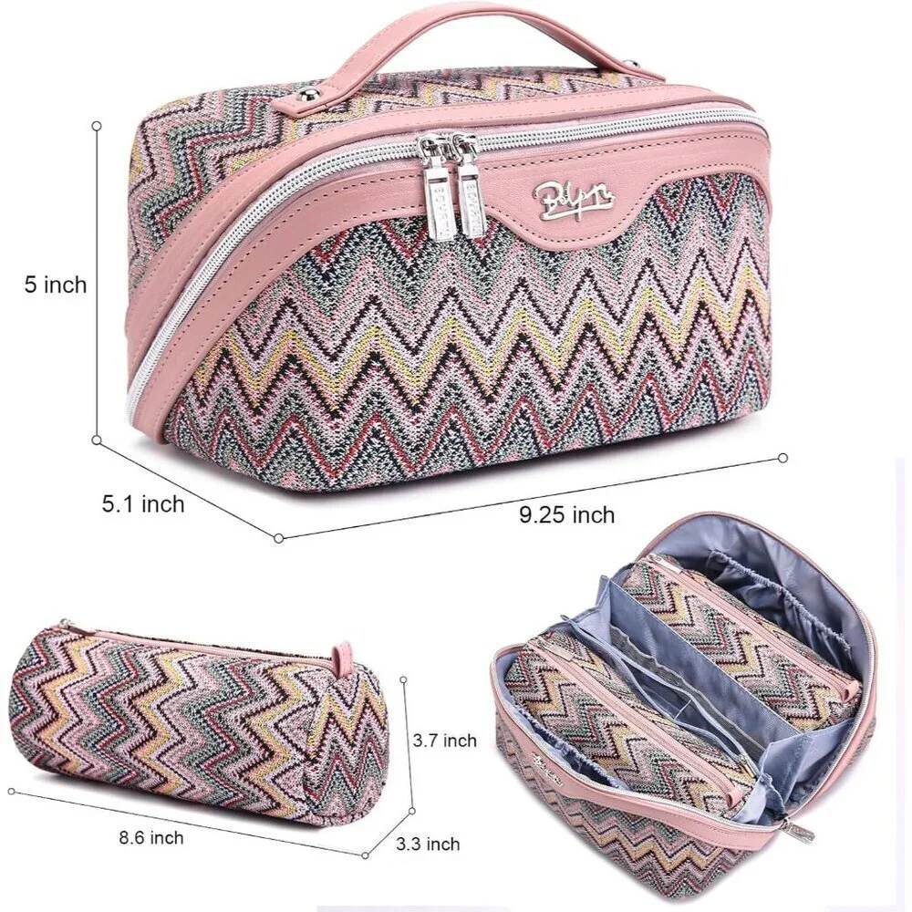 for Women: Western Boho Make up Bag Set of 3 - Large Capacity Vegan Leather Cosm