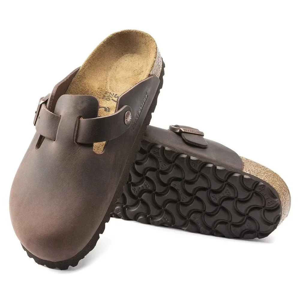 Birkenstock Boston Mens EU 40 US 7 Narrow Habana Oiled Leather Clog Brown Sandal