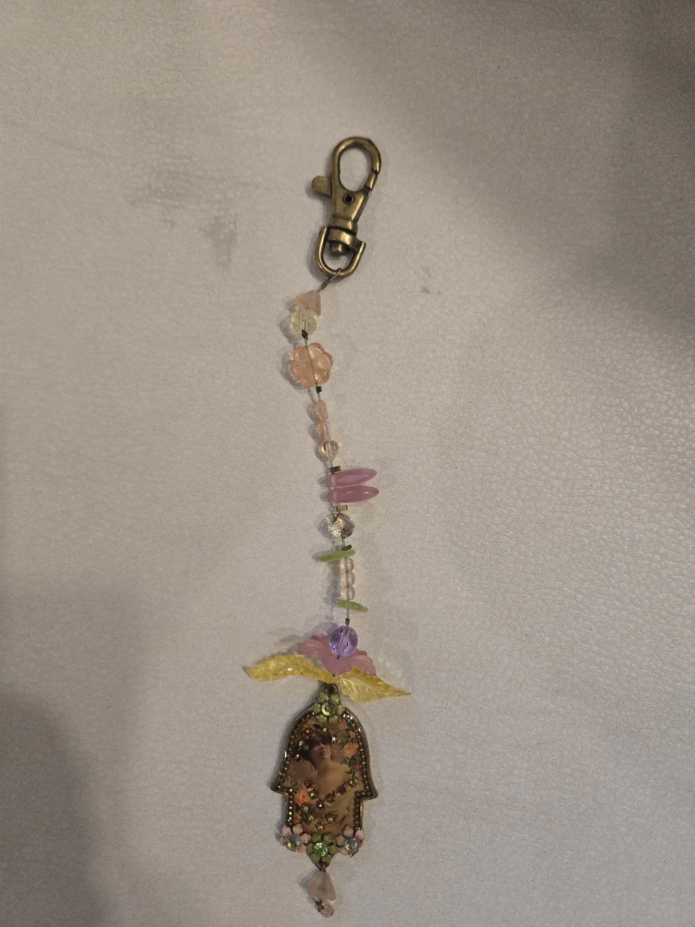 Beaded Hamsa Charm Keychain -