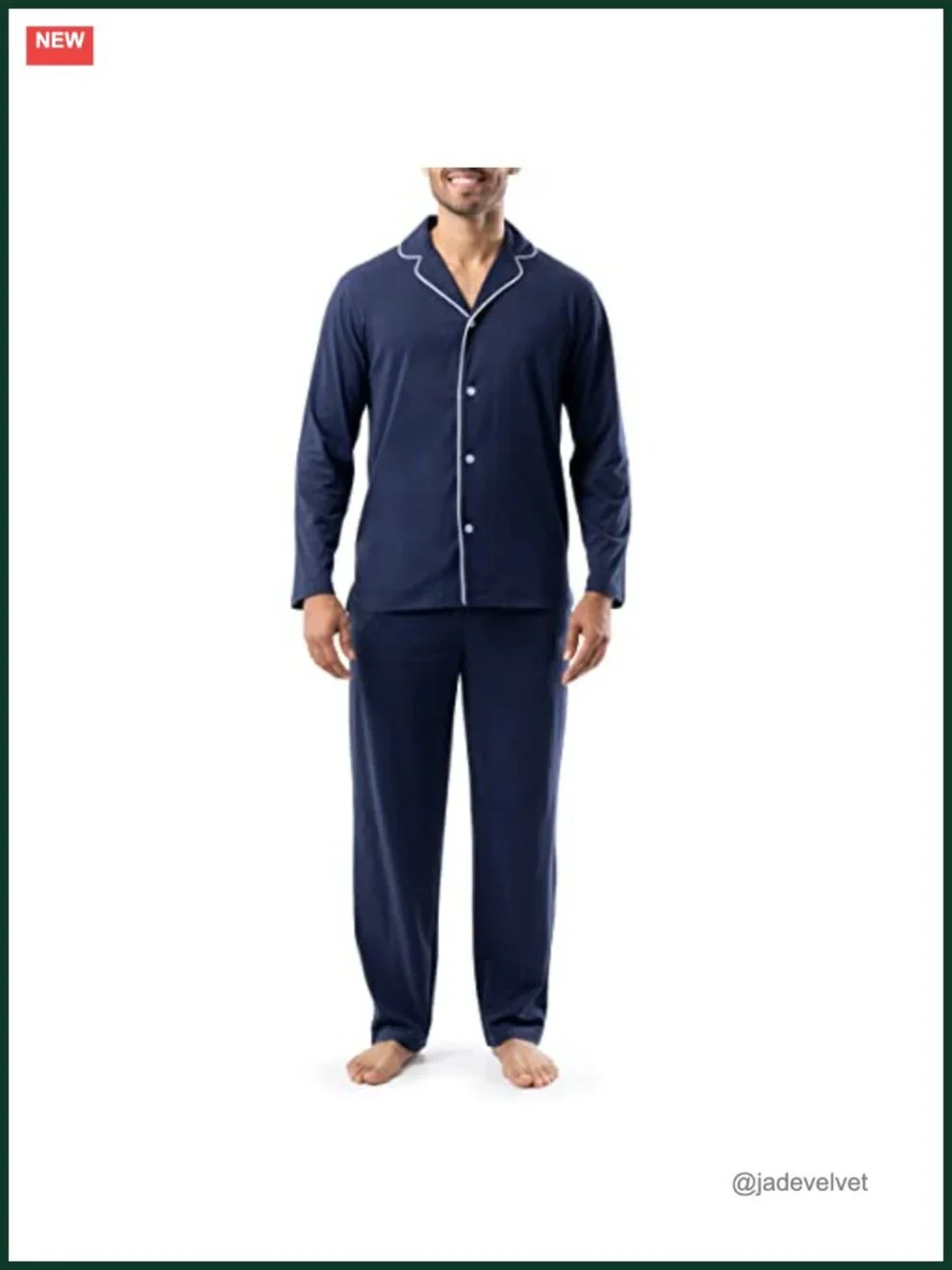Sueded Jersey Knit Pajama Set Long Sleeve Button Up Notch Collar Relaxed Fit