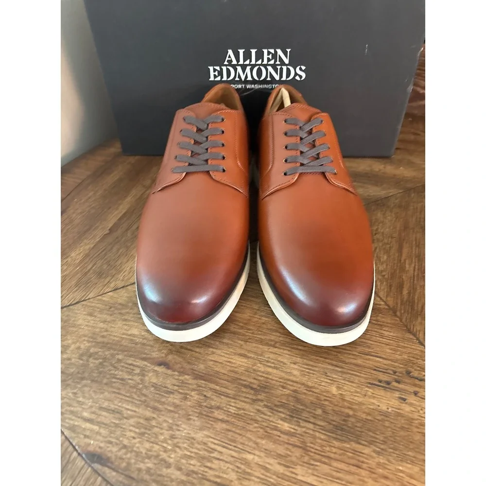 Allen Edmonds Carson Chili Leather Derby Shoes 8.5 3E Wide 6839 Mens Dress Shoe