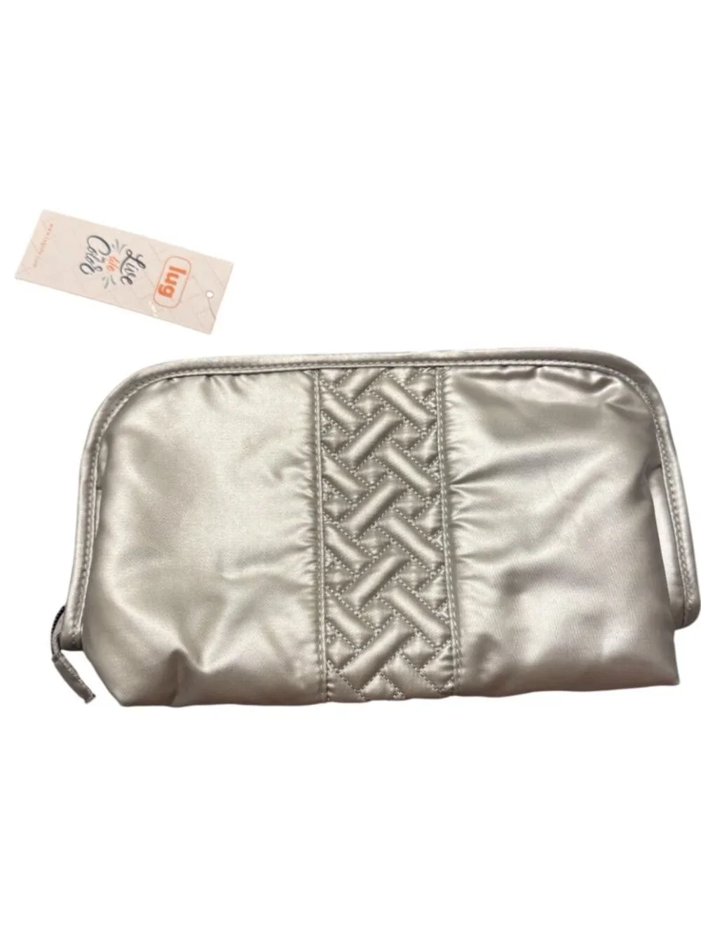 Lug Flash Metallic Silver Travel Cosmetic Bag Organizer Case NWT