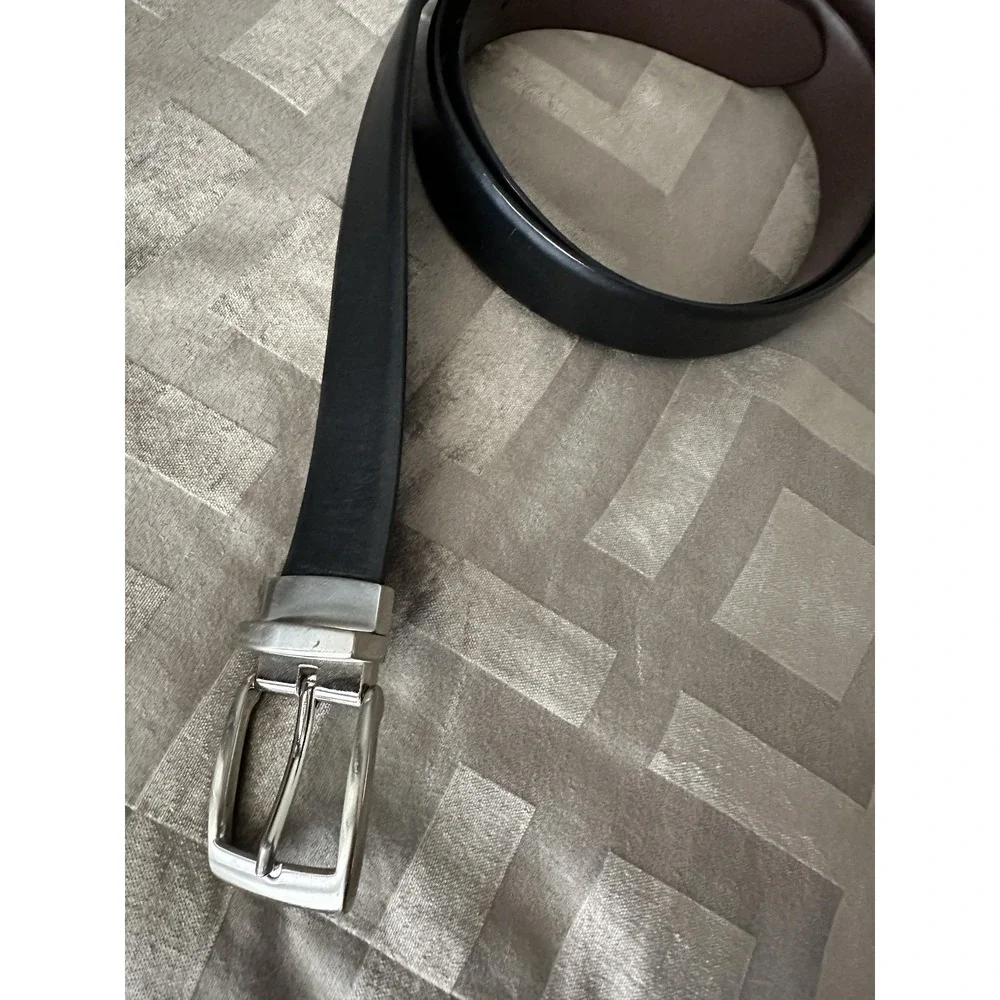 Reversible Genuine Leather Belt Mens 52 Black Brown Rotating Buckle‎ MW3031XX