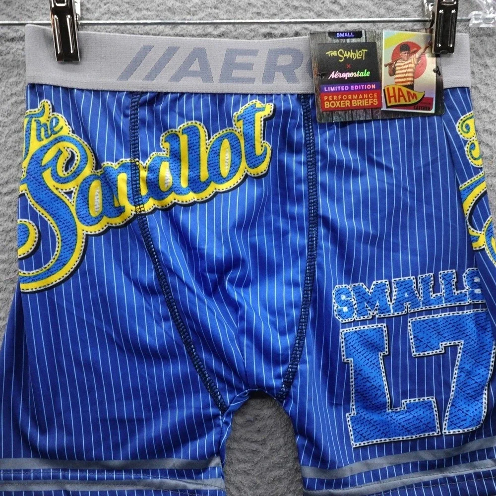 Aeropostale x The Sandlot Mens‎ Small Performance Boxer Briefs Blue Pinstripe L7