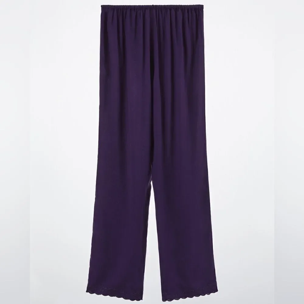 Zara STRAIGHT LEG EMBROIDERED PANTS Linen Blend