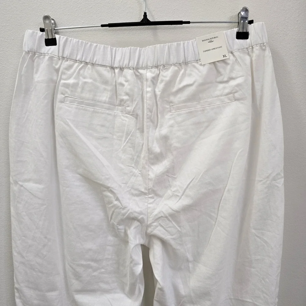 Banana Republic White Linen Blend Tapered High-Rise Ankle Pants XL  Resortwear