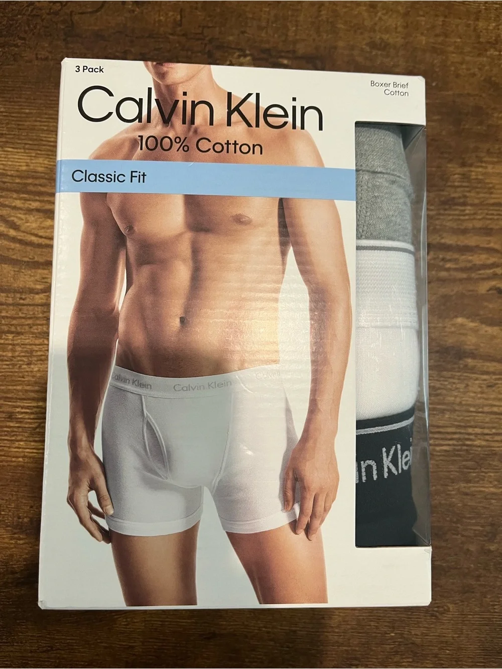 Calvin Klein Classic Fit 3-Pack Cotton Boxer Briefs - White/Grey/Black