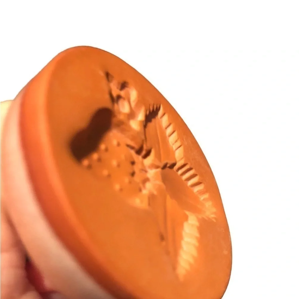 Vintage Terracotta 2” Butter Or Cookie Press Ceram Vintage Clay Cabin Strawberry