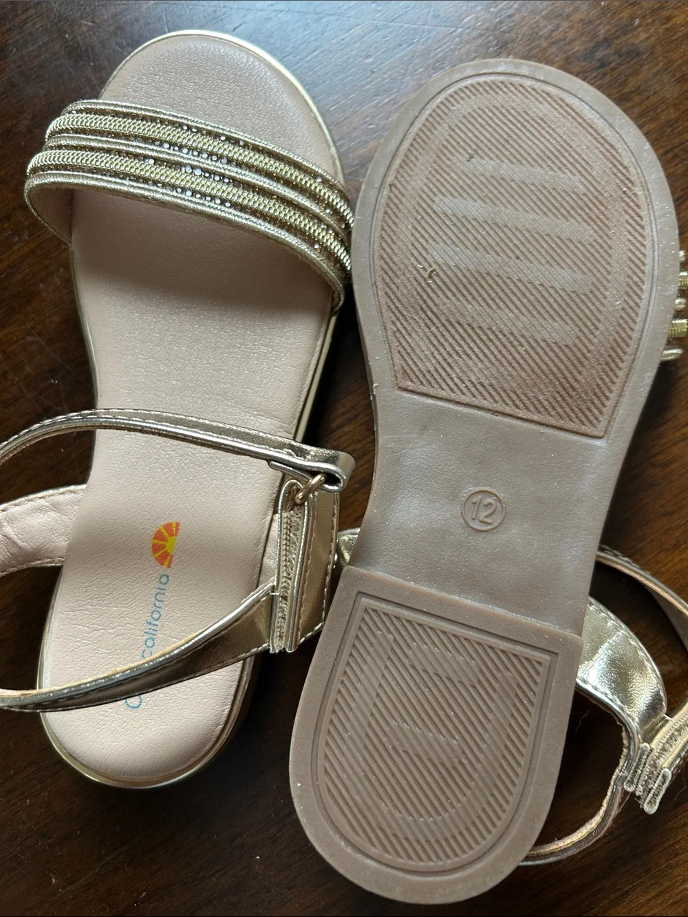 Girls Gold Ankle-Strap Sandals