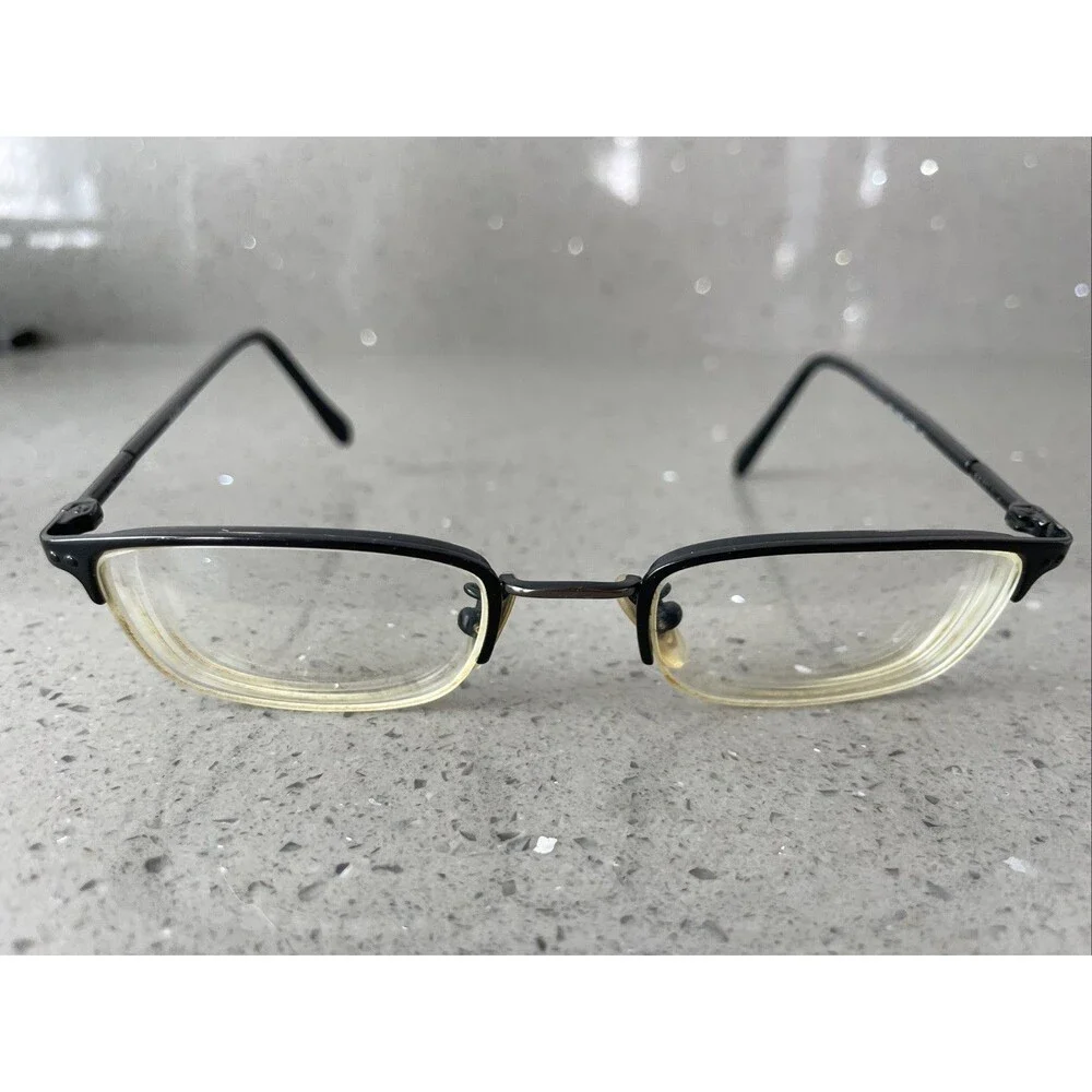 Safilo Elasta Eyeglasses Metal Frames ONLY Half rim Black 4144 0JVW 140