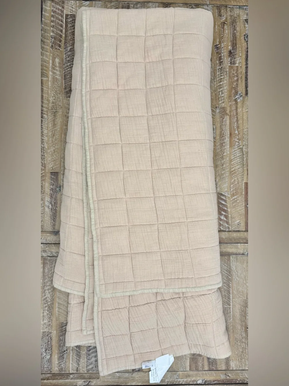 Quince Organic Cotton Box Quilt - Full / Queen size - Color: Dune