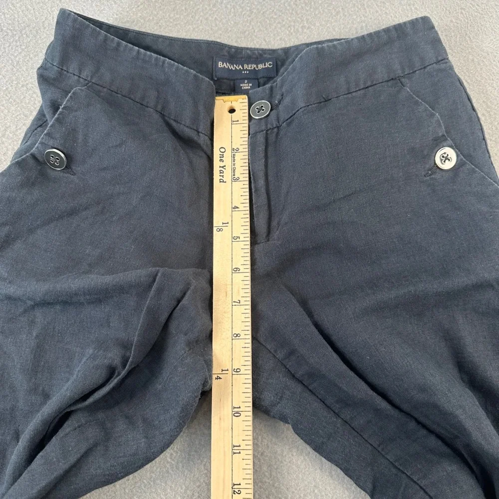 Banana Republic Black Linen Cotton Blend Flare Leg Trousers Pants 2 895429-01