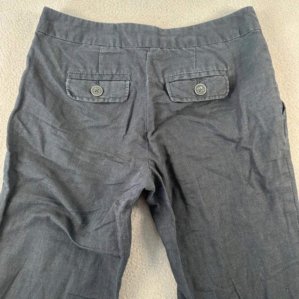 Banana Republic Black Linen Cotton Blend Flare Leg Trousers Pants 2 895429-01