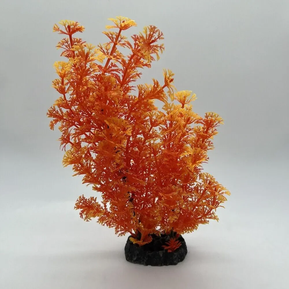 NWT Fish Aquarium Silk And Plastic Plants Bundle Of 4 Orange Green