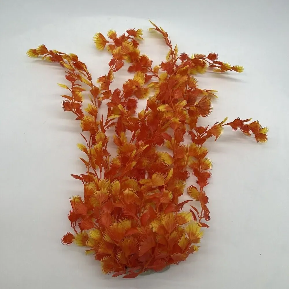 NWT Fish Aquarium Silk And Plastic Plants Bundle Of 4 Orange Green