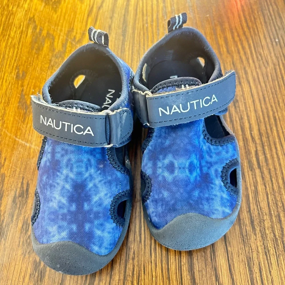 Nautica‎ Kids Blue Tie Dye Water Sandals Hook Loop Closure Size 7 Toddler
