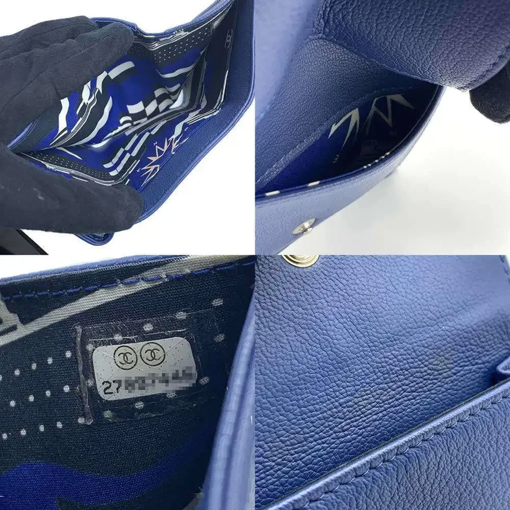 CHANEL blue leather