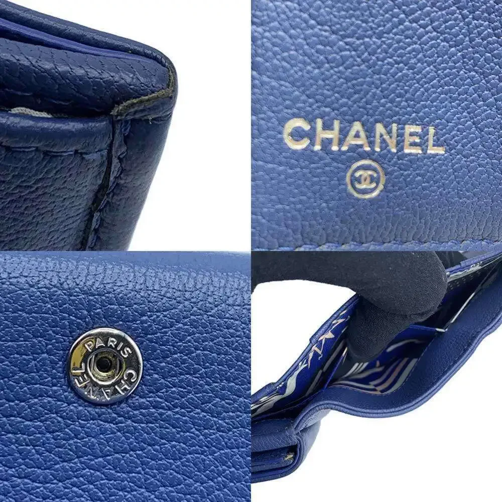 CHANEL blue leather