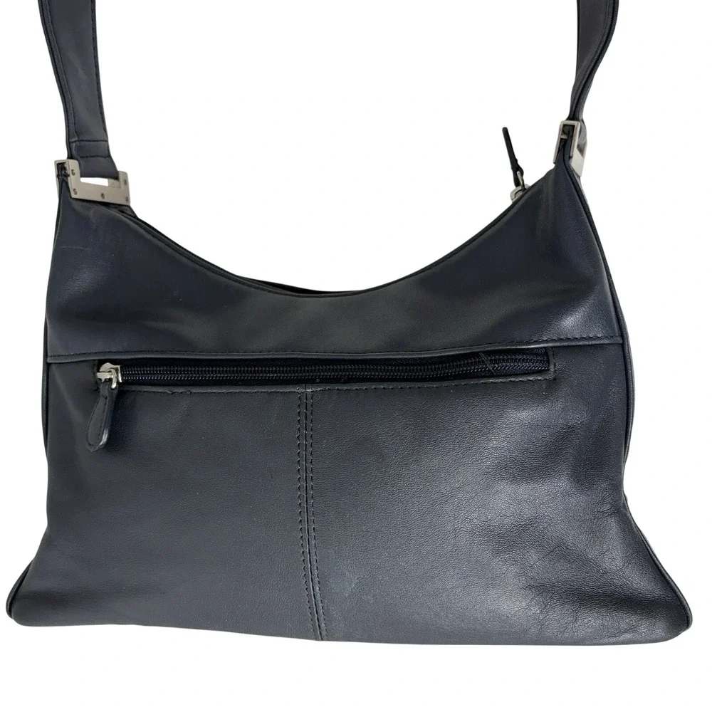 Aurielle Navy Blue Leather Hobo Bag Shoulder‎ Purse Minimalist Y2K Quiet Luxury