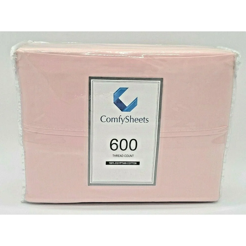 COMFY SHEETS 100% Egyptian Cotton 4-Piece Sheet Set 600TC (Pink, Cali‎ King)