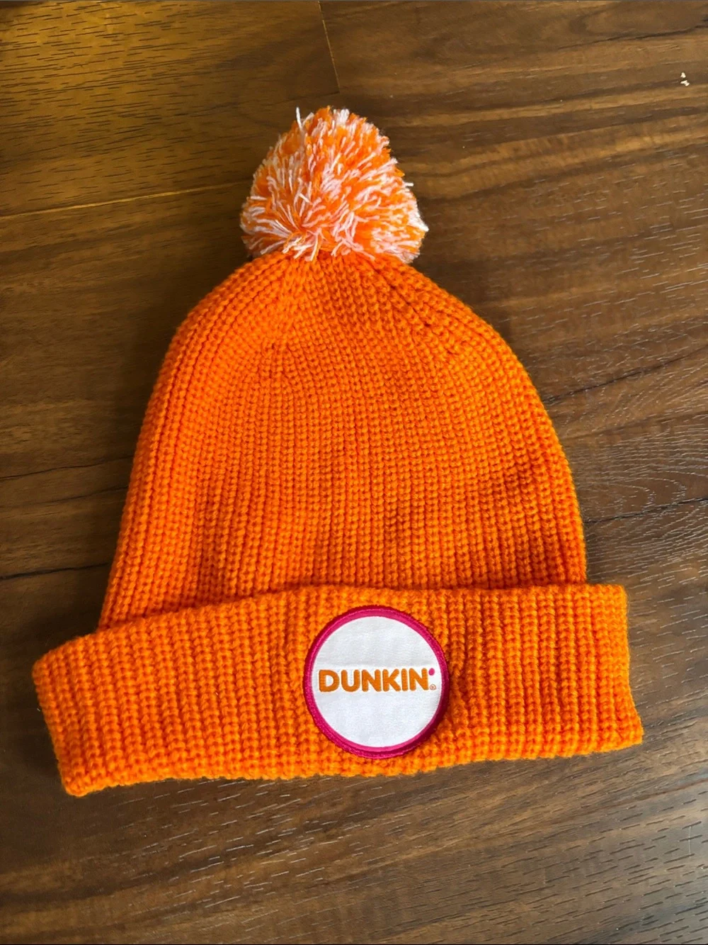 Kids Pom Beanie Hat in Bright Orange