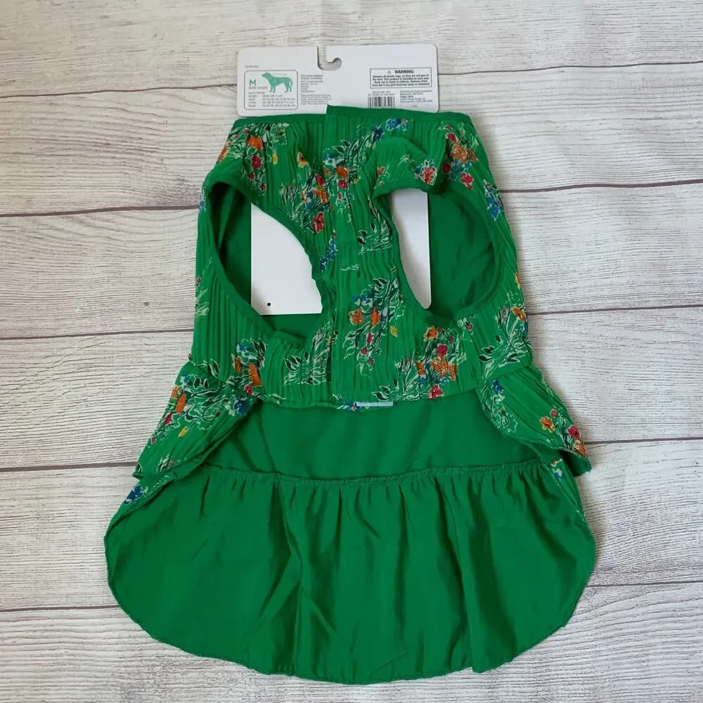 Boots & Barkley Green Floral Pet Dog Dress Size Medium Up to 40lbs