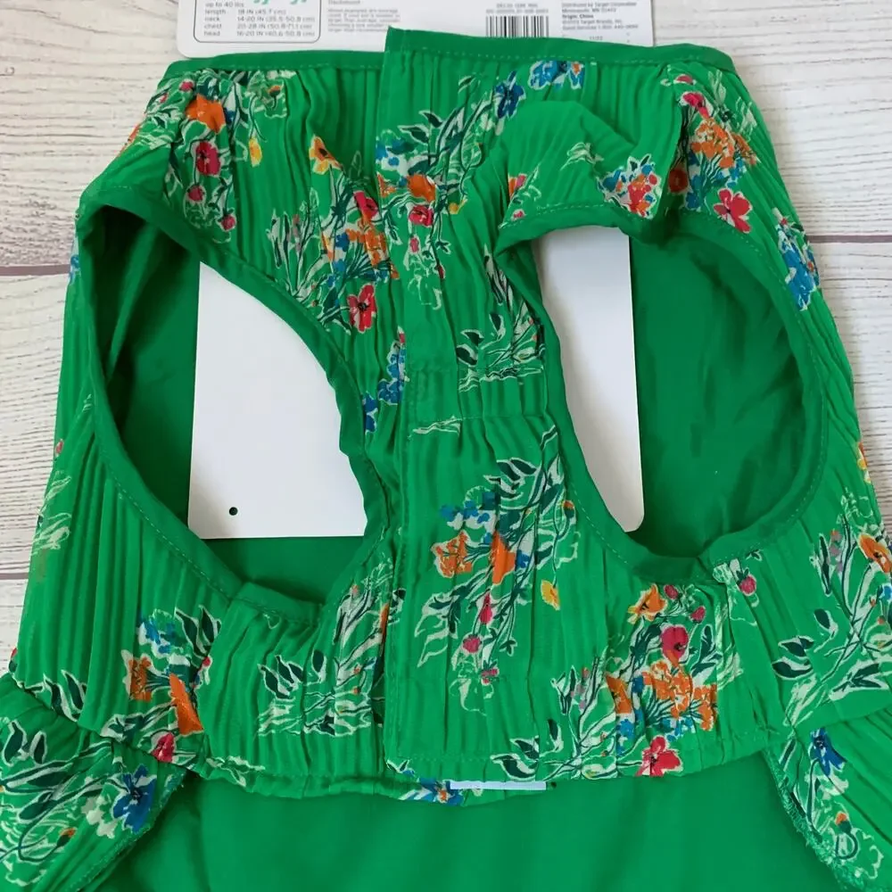 Boots & Barkley Green Floral Pet Dog Dress Size Medium Up to 40lbs