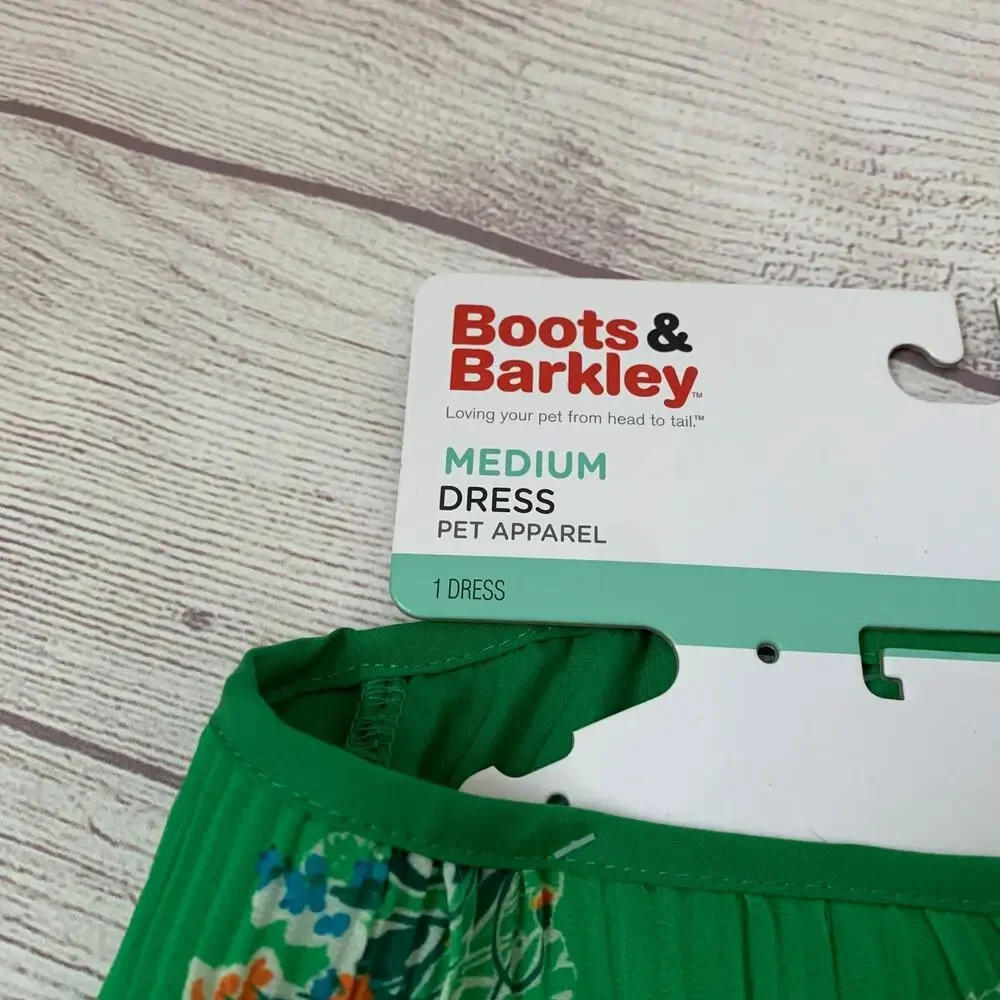 Boots & Barkley Green Floral Pet Dog Dress Size Medium Up to 40lbs