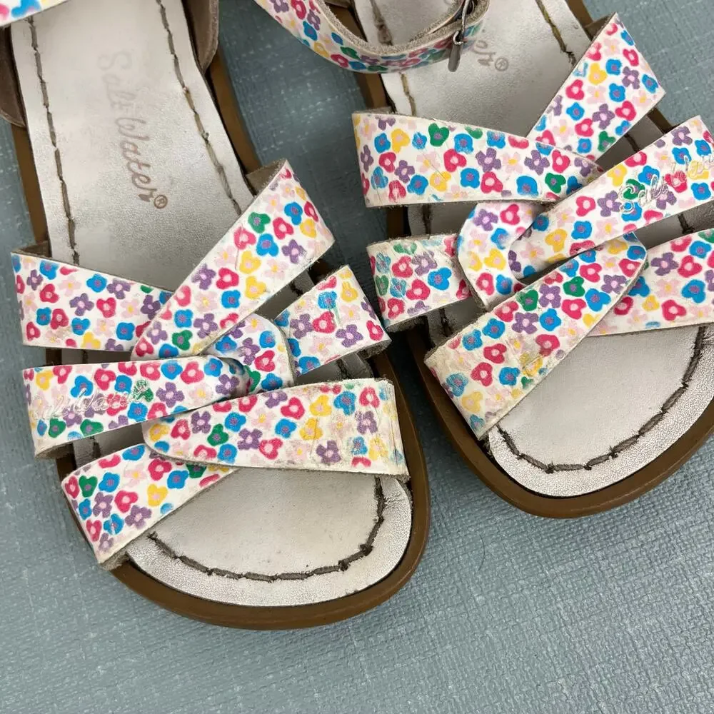 Salt Water Original Girls Floral Leather Sandals 13