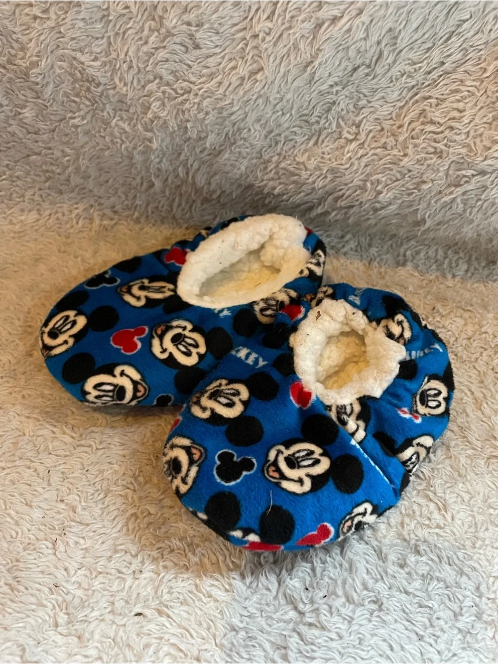 Blue Mickey Mouse Plush Slippers