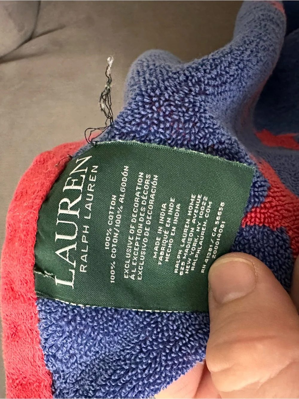 Ralph Lauren towel measurements